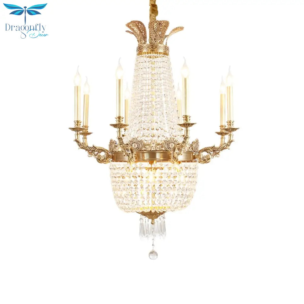 French Copper Chandelier European Home Decorative Living Room Hotel Luxury Crystal Chandelier