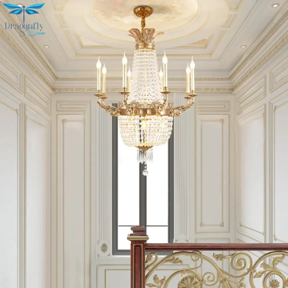 French Copper Chandelier European Home Decorative Living Room Hotel Luxury Crystal Chandelier