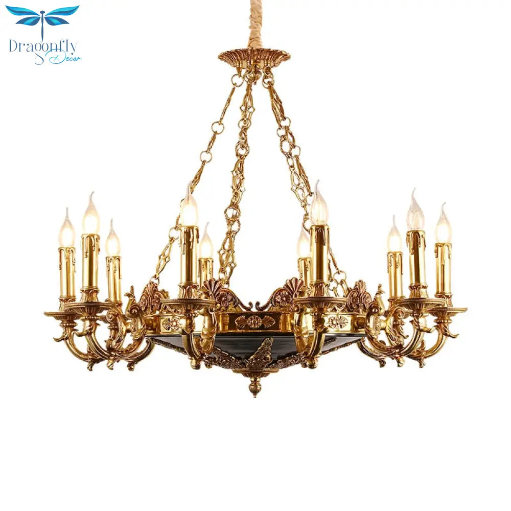 French Mid Century Chandeliers Luxury Classical Foyer Pendant Light Antique Brass Chandelier Lustre