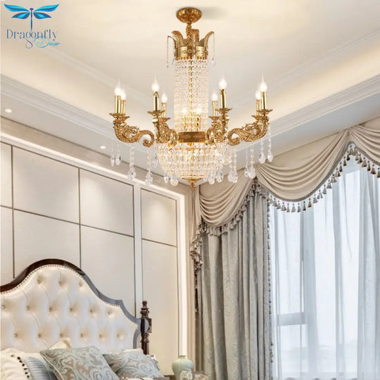 French Style Brass Chandelier High Standard In Quality Lamps With Crystals Hanging Pendant Light
