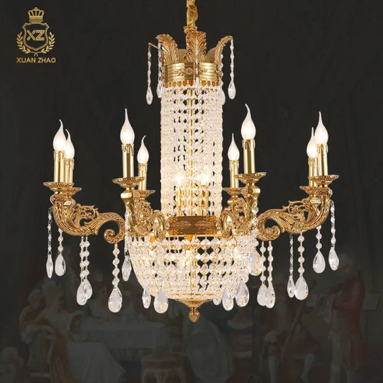 French Style Brass Chandelier High Standard In Quality Lamps With Crystals Hanging Pendant Light
