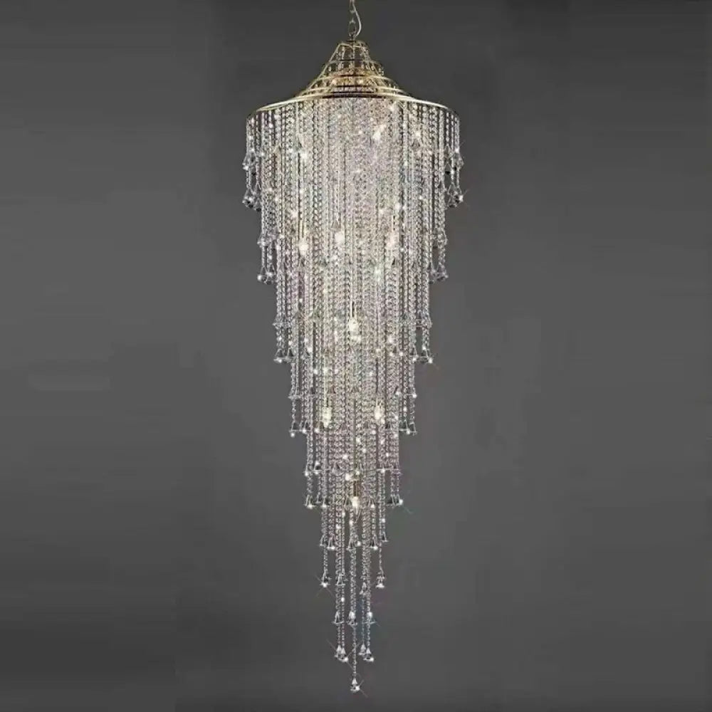 French Style Chandelier Luxury Custom Crystal Loft Decoration Led Lighting Silver / Dia60X H120Cm