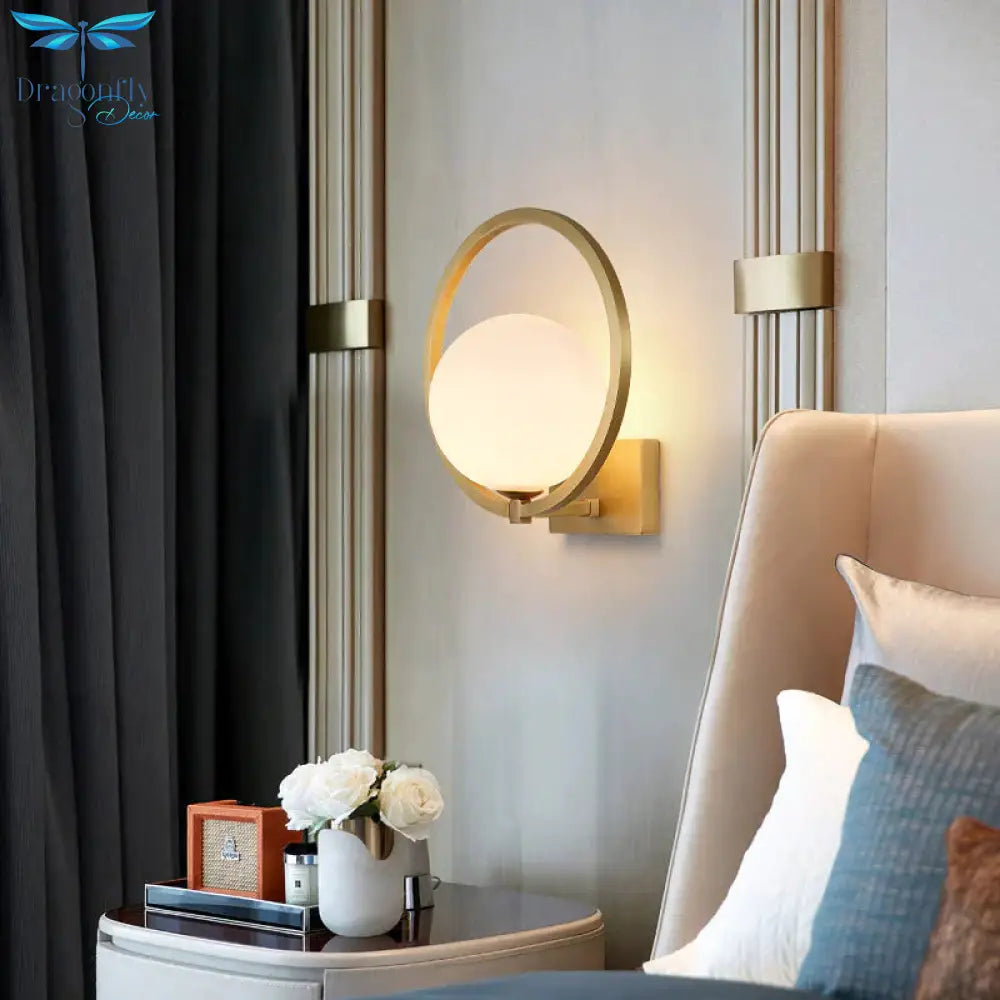 Full Copper Post - Modern Living Room Bedroom Bedside Light Luxury Bean Wall Lamp Tv Background