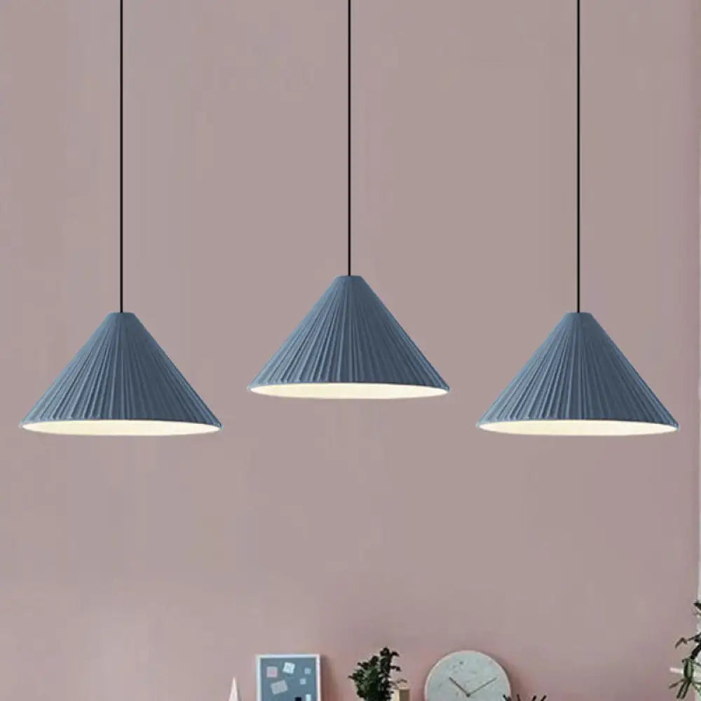 Furud - Nordic Style Fold Cone Pendant Light 1 Head Resin Hanging For Blue / 8