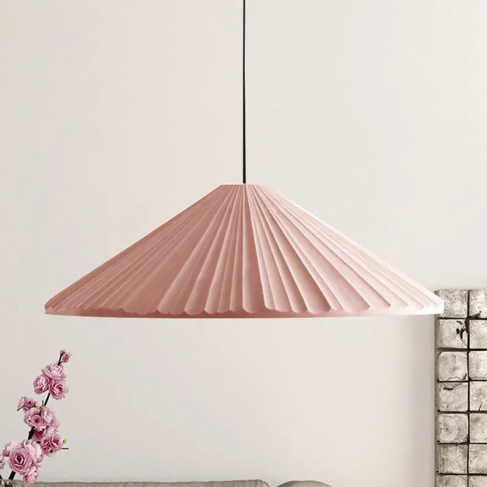 Furud - Nordic Style Fold Cone Pendant Light 1 Head Resin Hanging For Pink / 8