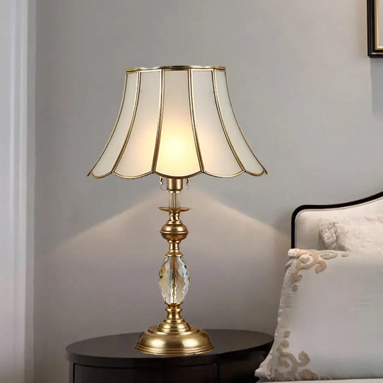 Gaia - Scalloped Night Lighting 1 Head Frosted Glass Nightstand Light In Gold / B