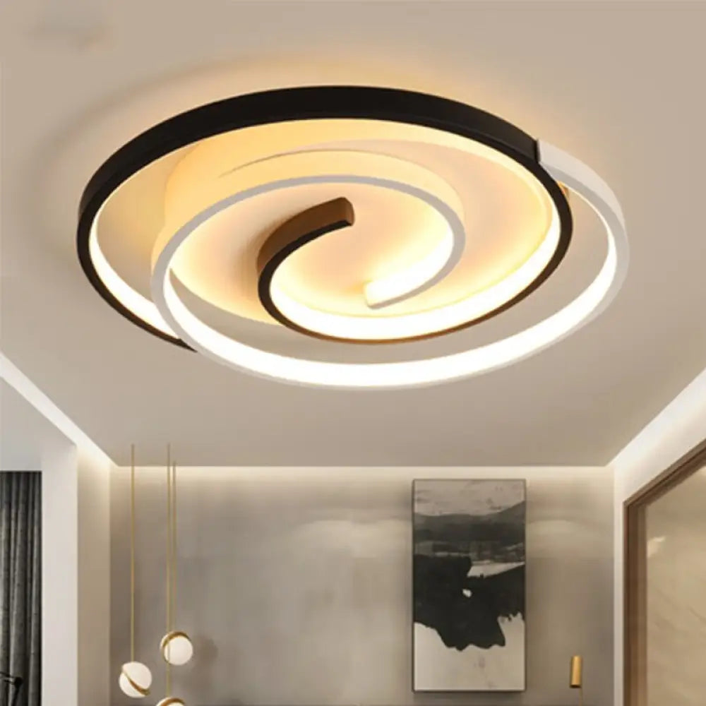 Geometric Creative Aluminum Round Simple Modern Led Bedroom Living Room Study Ceiling Light Black /