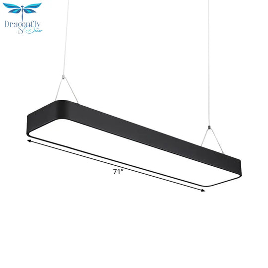 Gianfar - Office Led Hanging Pendant Modern Black Suspension Lighting With Rectangle Acrylic Shade
