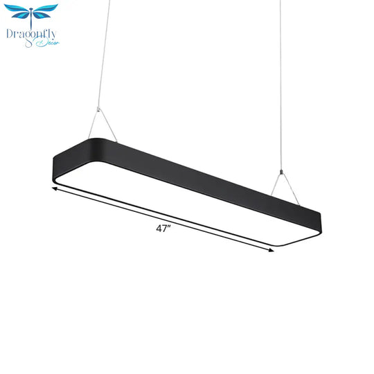 Gianfar - Office Led Hanging Pendant Modern Black Suspension Lighting With Rectangle Acrylic Shade