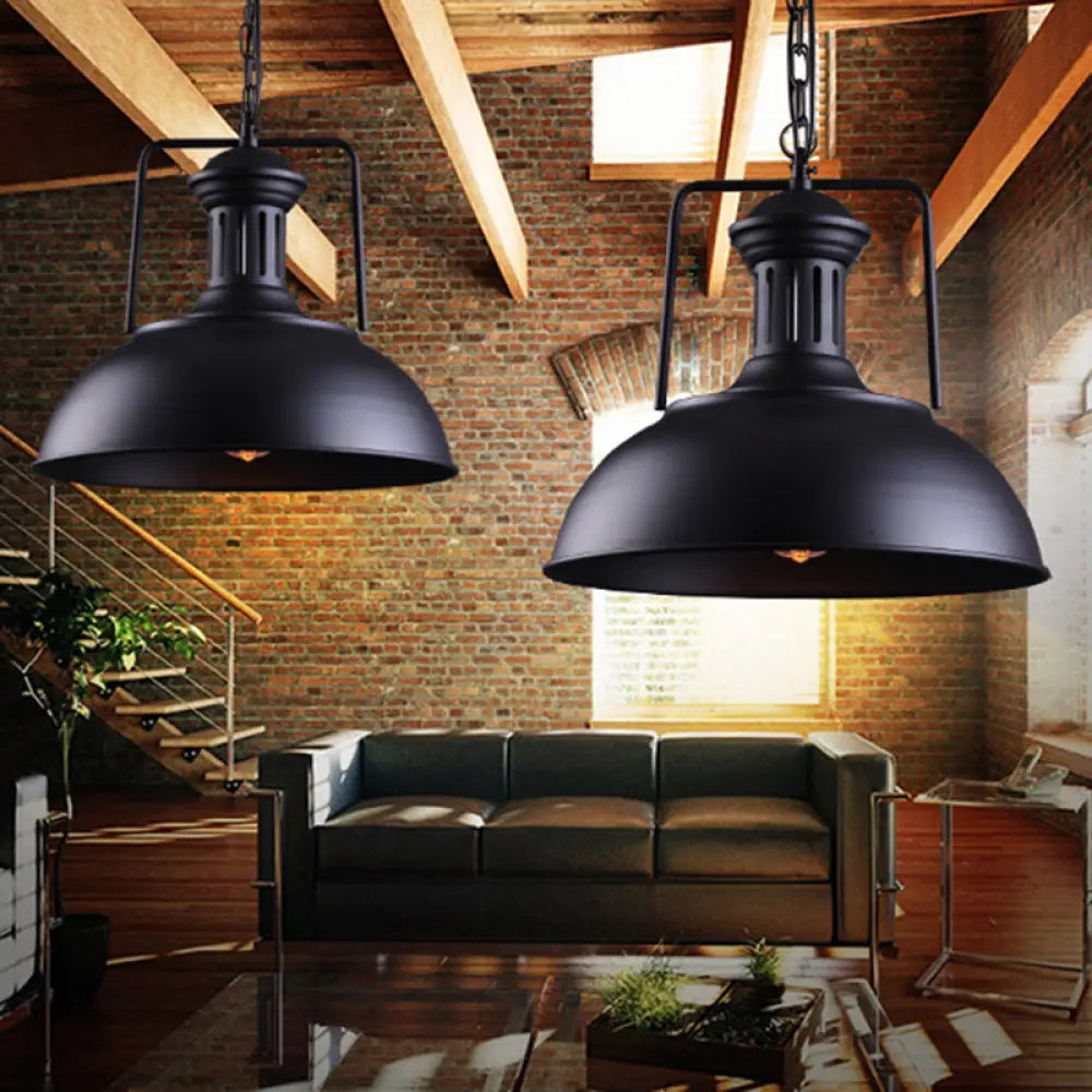 Ginevra - Black Iron Farmhouse Pendant Lighting Fixture With Vented Socket / Small
