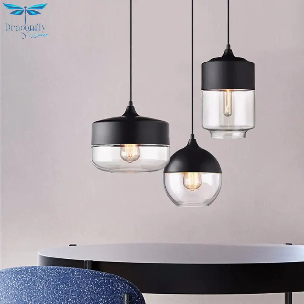 Glass Lamp Modern Pendant Lights Kitchen Fixtures For Dining Room Restaurant Bar Black White Indoor