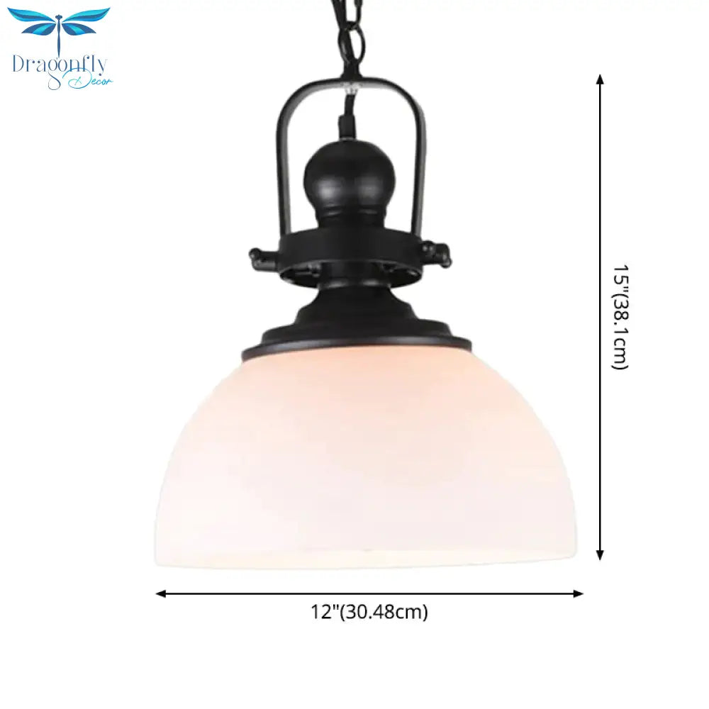 Glass Pot Shaped Suspension Lamp Industrial 1 - Light Bistro Bar Pendant Lighting In Black