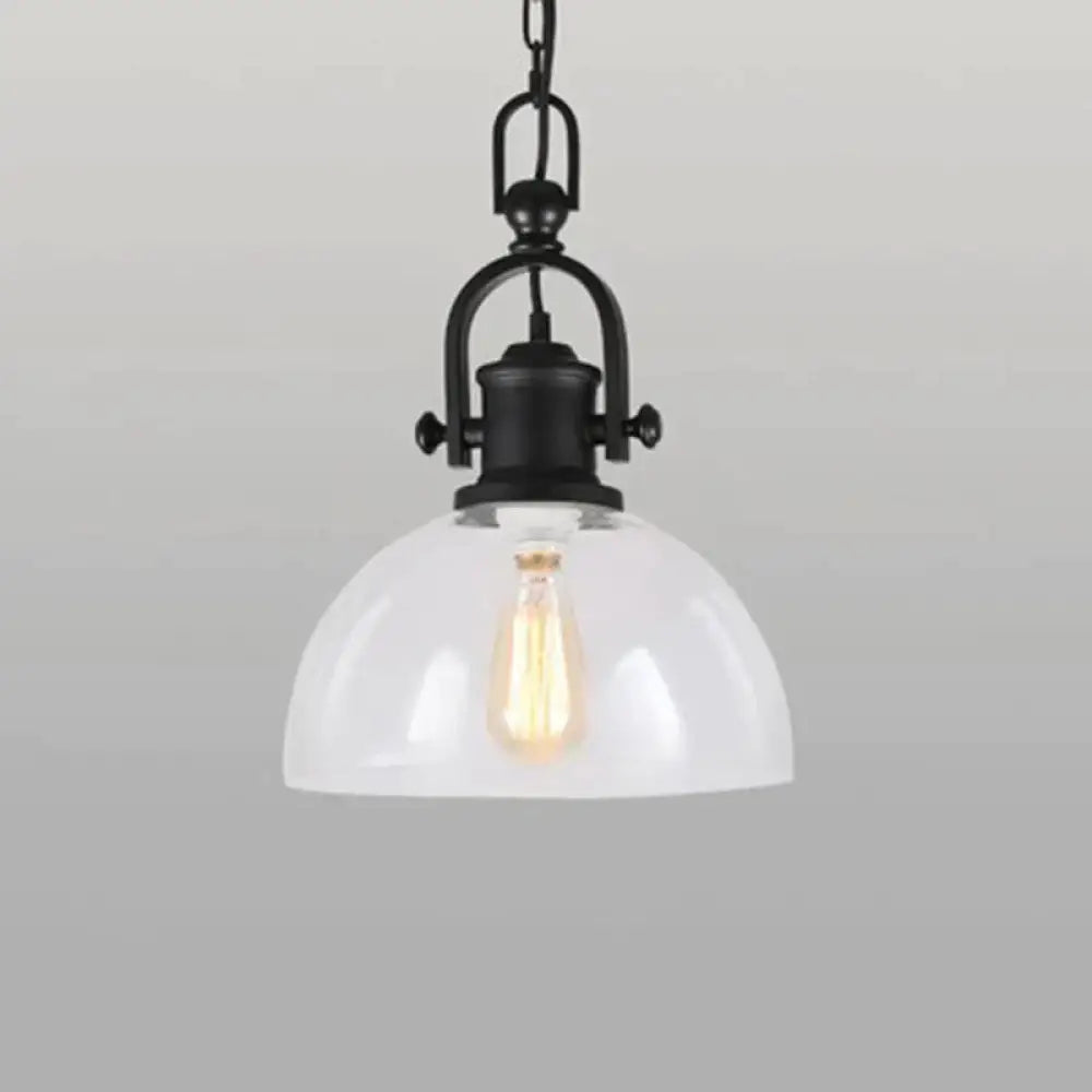 Glass Pot Shaped Suspension Lamp Industrial 1 - Light Bistro Bar Pendant Lighting In Black / Circle