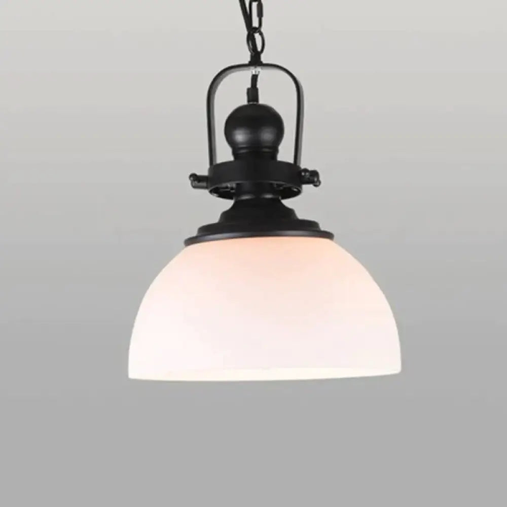 Glass Pot Shaped Suspension Lamp Industrial 1 - Light Bistro Bar Pendant Lighting In Black / With