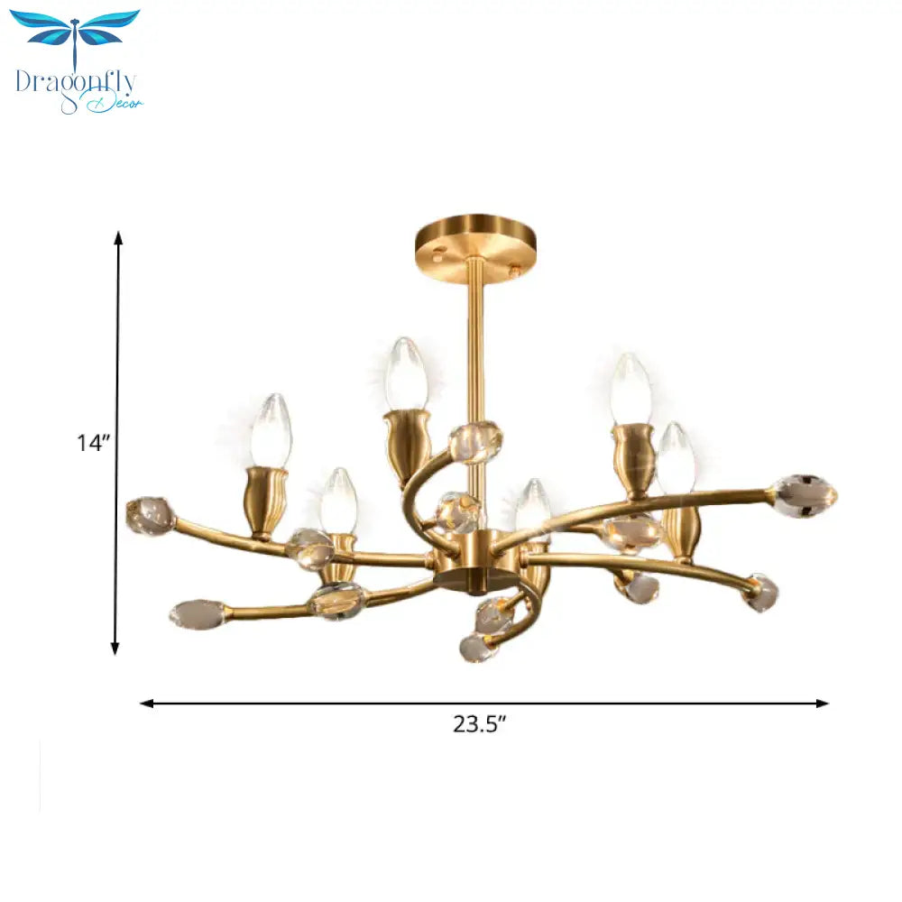 Gold Exposed Bulb Pendant Lighting Rustic Metal 6 Lights Bedroom Room Chandelier Hanging Light