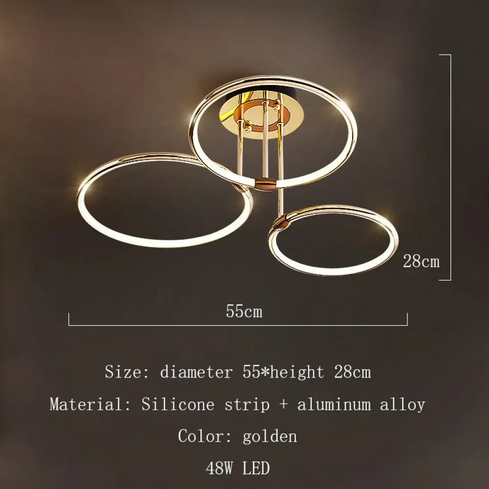 Gold Luxury Circle Ceiling Light Pendant: A Captivating Statement Piece For Your Living Space D55Cm
