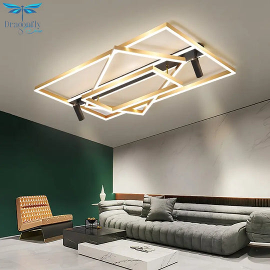 Golden Ultra-Thin Living Room Headlights New Ceiling Lamp Creative With Spotlights Modern Minimalist