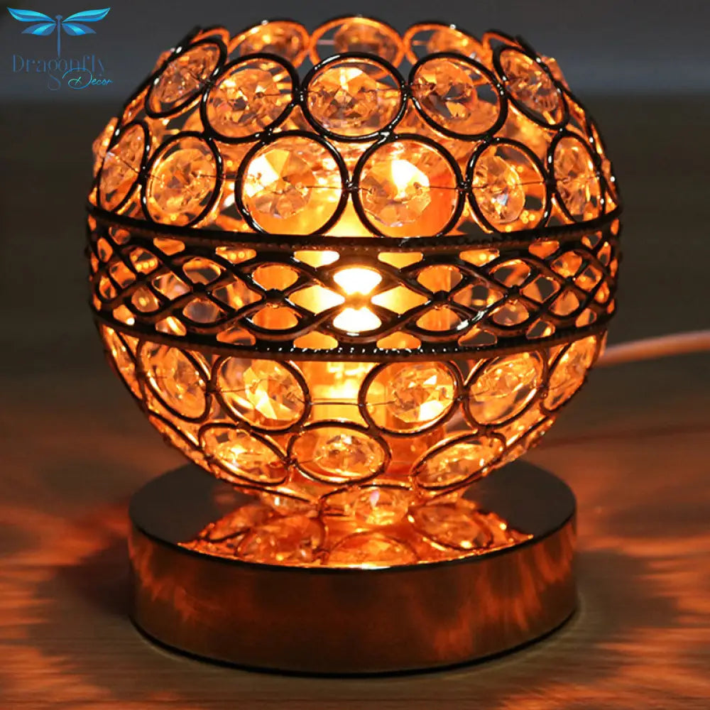 Grace - Golden Crystal Globe Night Light With Aromatherapy Plate