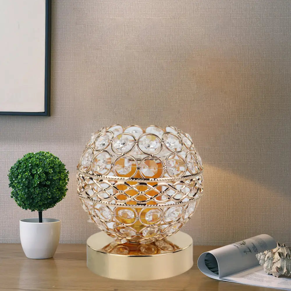 Grace - Golden Crystal Globe Night Light With Aromatherapy Plate Gold