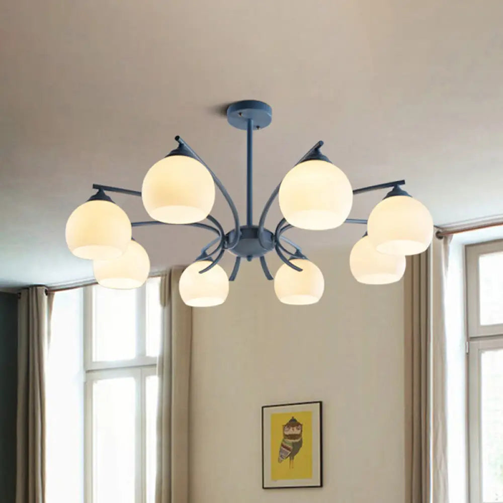 Grace - Opal Sphere Shade Living Room Chandelier Glass 6/8 Lights Macaron Stylish