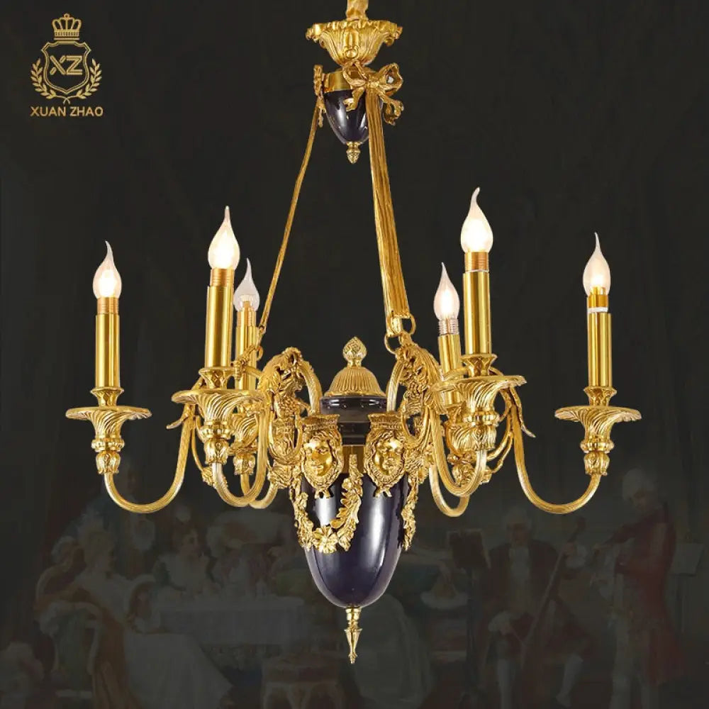 Grandeur - French Antique Luxury European Style Brass Chandelier For Hotel Lighting 8Lights D80
