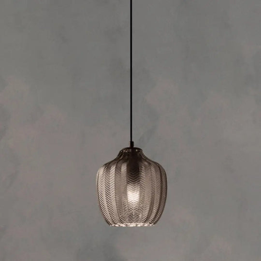 Grumium - Nordic Style Wavy Glass Pendant Ceiling Light Dining Room Dã©Cor Smoke Gray / Barrel