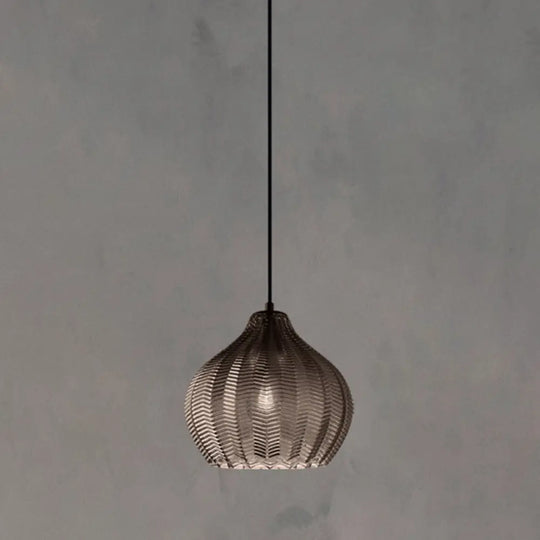 Grumium - Nordic Style Wavy Glass Pendant Ceiling Light Dining Room Dã©Cor Smoke Gray / Flower