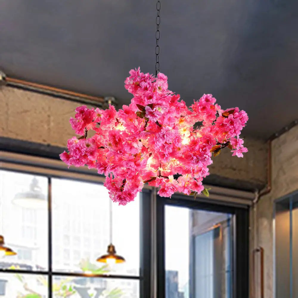 Hadley - 5 - Light 5 Lights Cherry Blossom Chandelier Industrial Pink Metal Led Pendant Light For