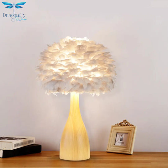 Haedus - Feather Rounded Study Room Night Table Lamp 1 - Head Minimalist Desk Light With Bottle