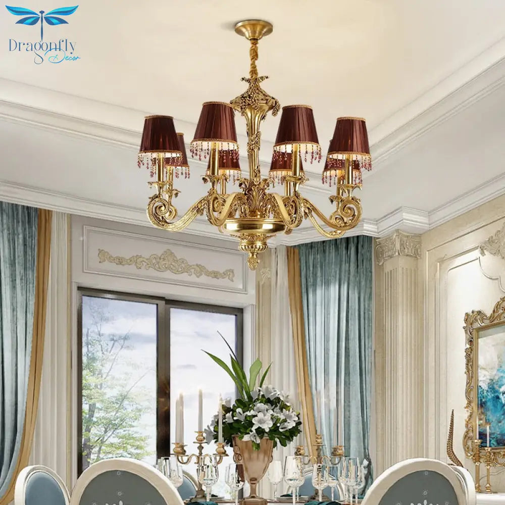Haley - European Style Brass Hanging Ceiling Lamp Led Lighting Fixtures Classical Hotel Chandelier