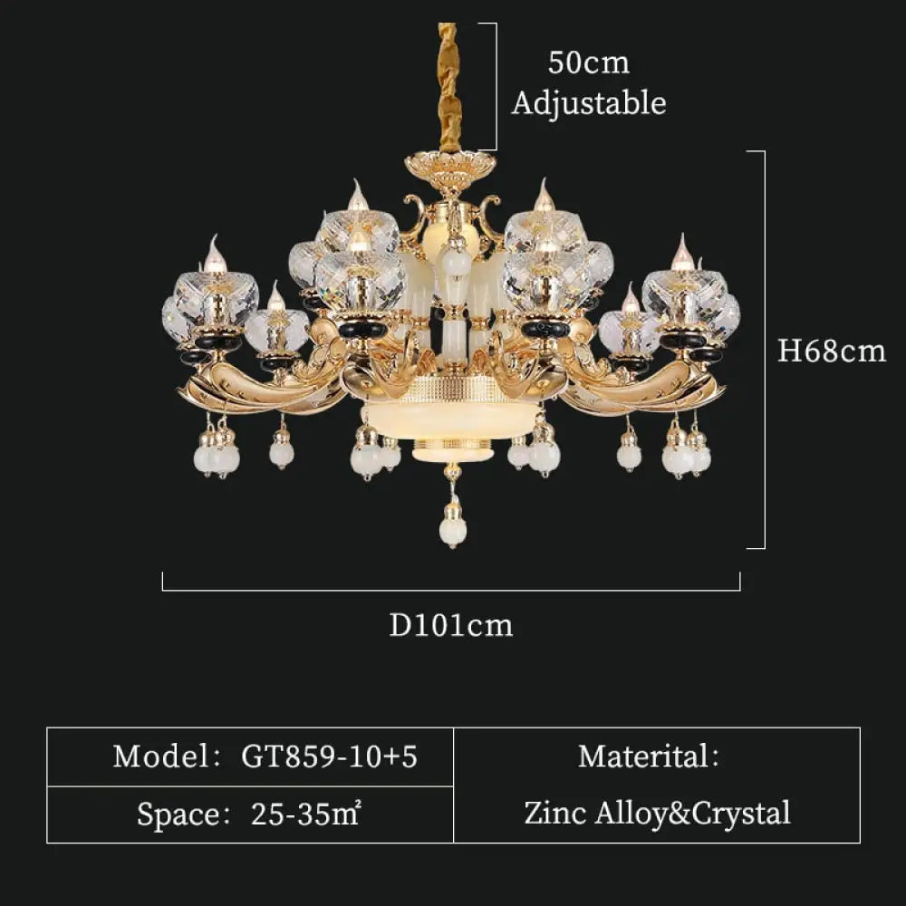 Halo - Luxury Modern Kitchen Led Crystal Chandeliers Hanging Design For Living Room 15Lights D101