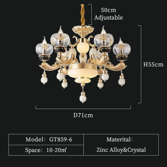 Halo - Luxury Modern Kitchen Led Crystal Chandeliers Hanging Design For Living Room 6Lights D71