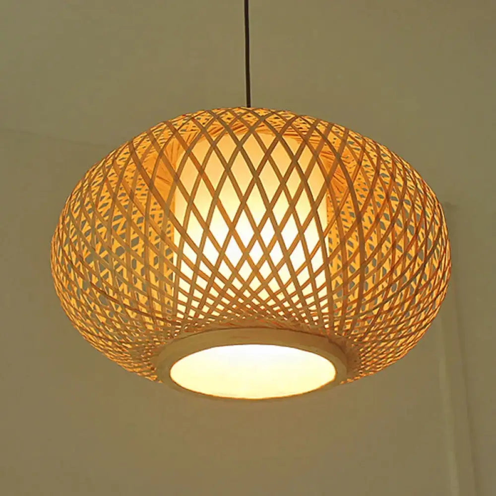 Hand Knitted Bamboo Pendant Light Japan Style E27 For Restaurant Bedroom Rustic Rattan Art