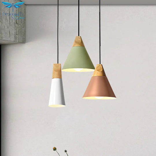 Harper - Mini Cone Suspension Lamp: Aluminum Macaron Single - Bulb Pendant Light