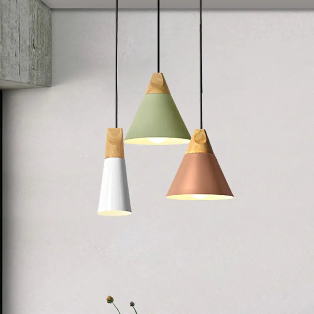 Harper - Mini Cone Suspension Lamp: Aluminum Macaron Single - Bulb Pendant Light Gold / B