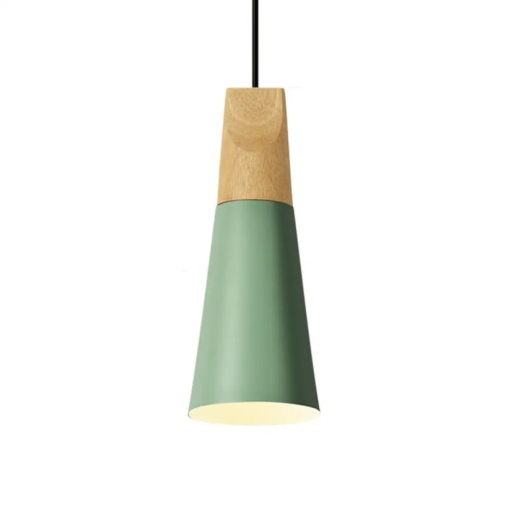 Harper - Mini Cone Suspension Lamp: Aluminum Macaron Single - Bulb Pendant Light Green / A