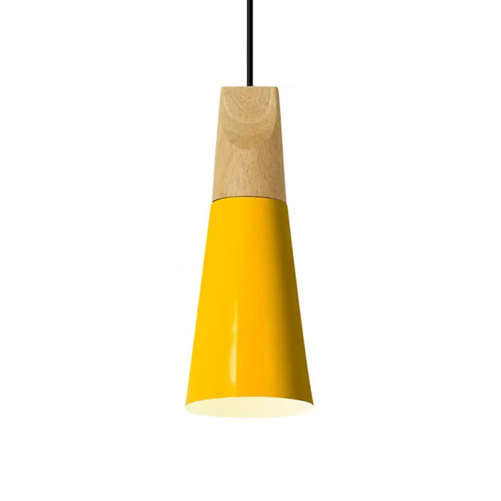 Harper - Mini Cone Suspension Lamp: Aluminum Macaron Single - Bulb Pendant Light Yellow / A