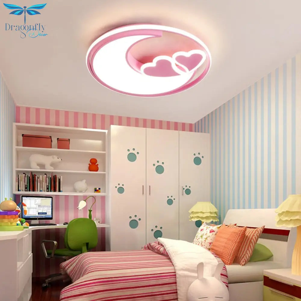Heart Shape Ceiling Lights For Girls Room Kids Bedroom Light Baby Girl Lamp Child Princess