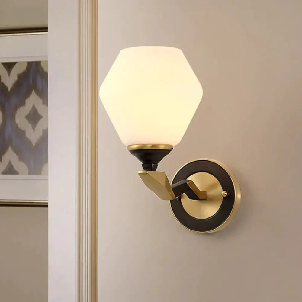 Hexagon Wall Light Black And Gold Frosted Glass Lighting Fixture 1 / Black - Gold