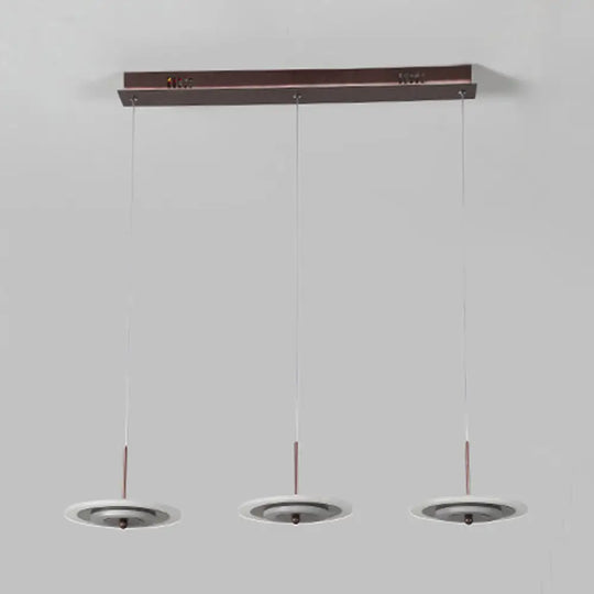 Homam - Modern White/Brown Round Ceiling Light Led 3/6 - Light Acrylic Hanging Pendant In