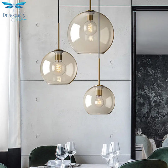 Hyadum I - Cognac Glass Pendant Light Modern Minimalist 1 - Light Lighting For Dining Room Table