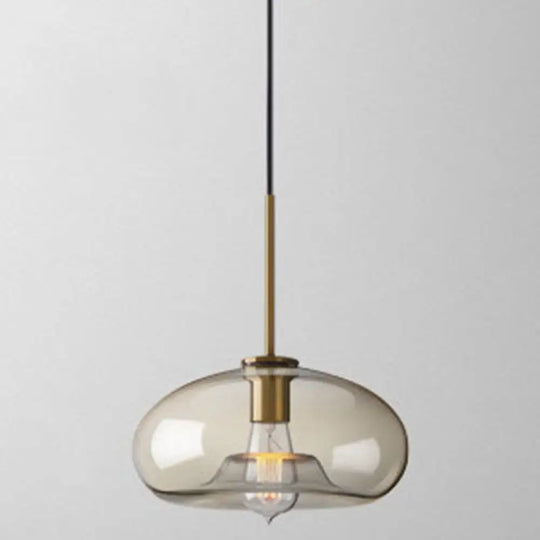 Hyadum I - Cognac Glass Pendant Light Modern Minimalist 1 - Light Lighting For Dining Room Table / 6