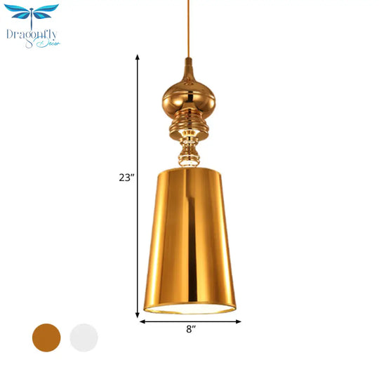 Ilaria - Metal Cone Pendulum Light Simplicity 1 Head Hanging Pendant In Silver/Gold 6/8/10 Wide