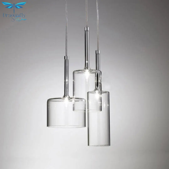 Ilaria - Modern 3/6/10 Lights Dining Room Cluster Lighting With Cylinder Clear Glass Shade Chrome