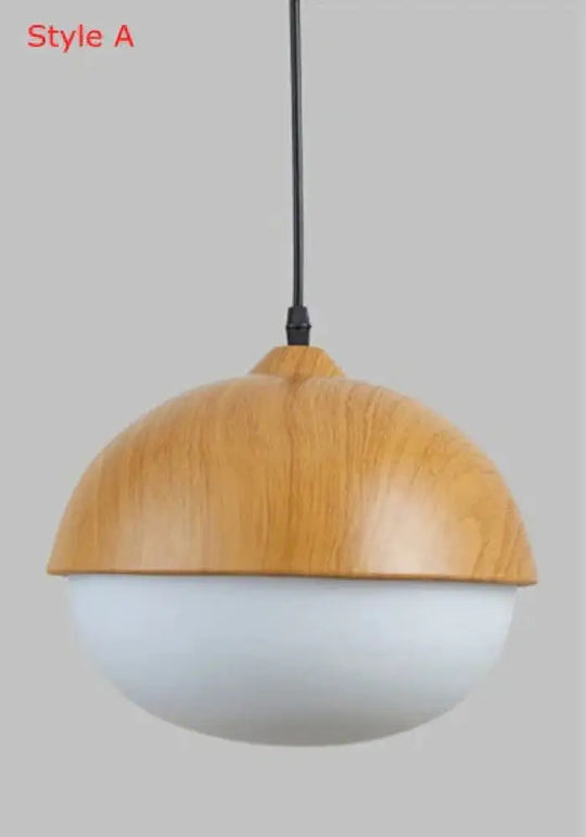 Imitation Wood Nut Pendant Lamp Industrial Retro Kitchen Shade Light For Dining Room Restaurant