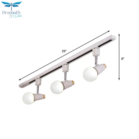 Industrial Metallic Linear Ceiling Light - 3/4 Heads Adjustable Semi Flush Track Fixture With Cup