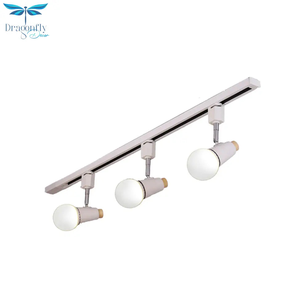 Industrial Metallic Linear Ceiling Light - 3/4 Heads Adjustable Semi Flush Track Fixture With Cup