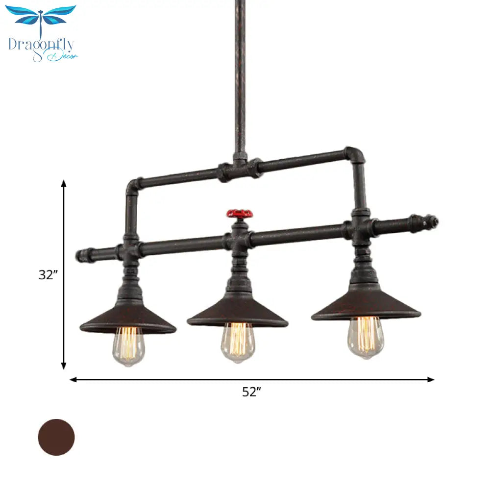 Industrial Style Wrought Iron 3/5 Lights Island Light Fixture For Restaurant Pendant Lighting
