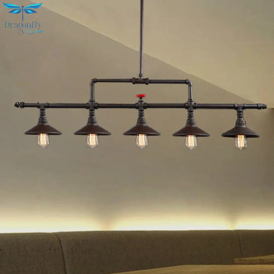 Industrial Style Wrought Iron 3/5 Lights Island Light Fixture For Restaurant Pendant Lighting