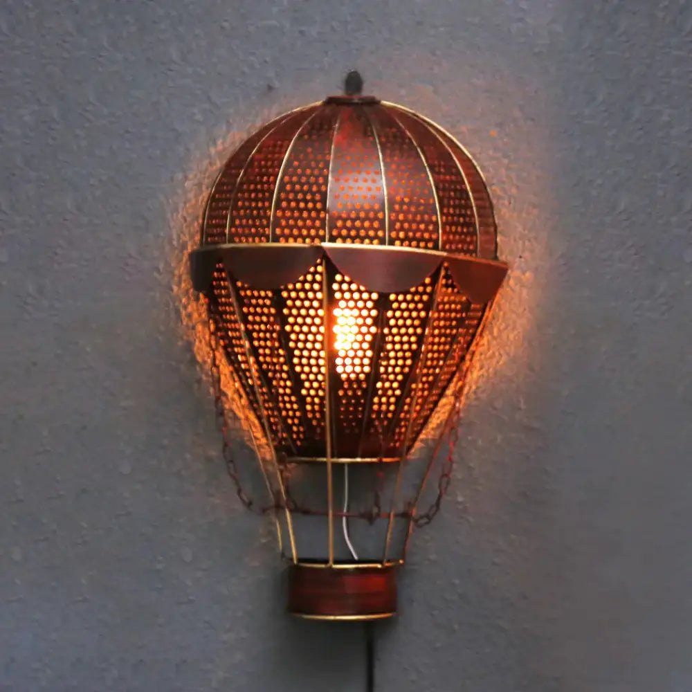 Industrial Vintage Metal Hot Air Balloon Wall Lamp